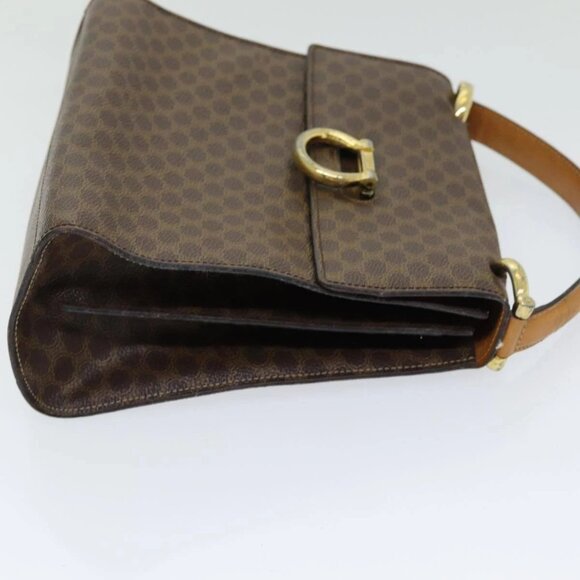 CELINE Macadam Canvas Hand Bag PVC Leather Brown Gold - Picture 3 of 16